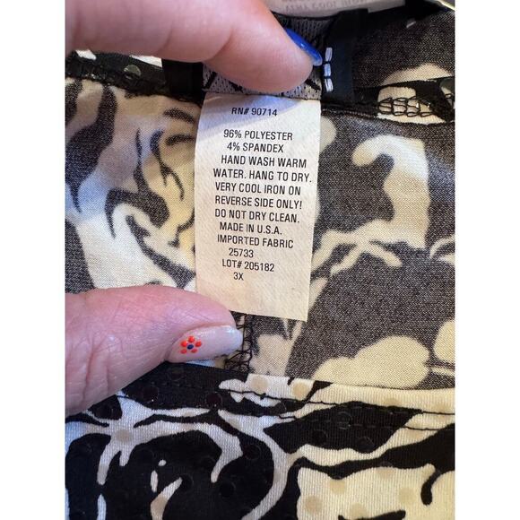 MSK Women's 2 Piece Tank Jacket Black White Floral Sequin Beaded Plus Sz. 3X - Picture 3 of 14